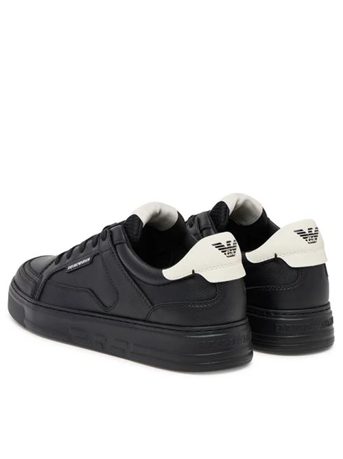 LEATHER SNEAKERS EMPORIO ARMANI | EM003702.AF19573MC024 BLACK/OFF WHITE